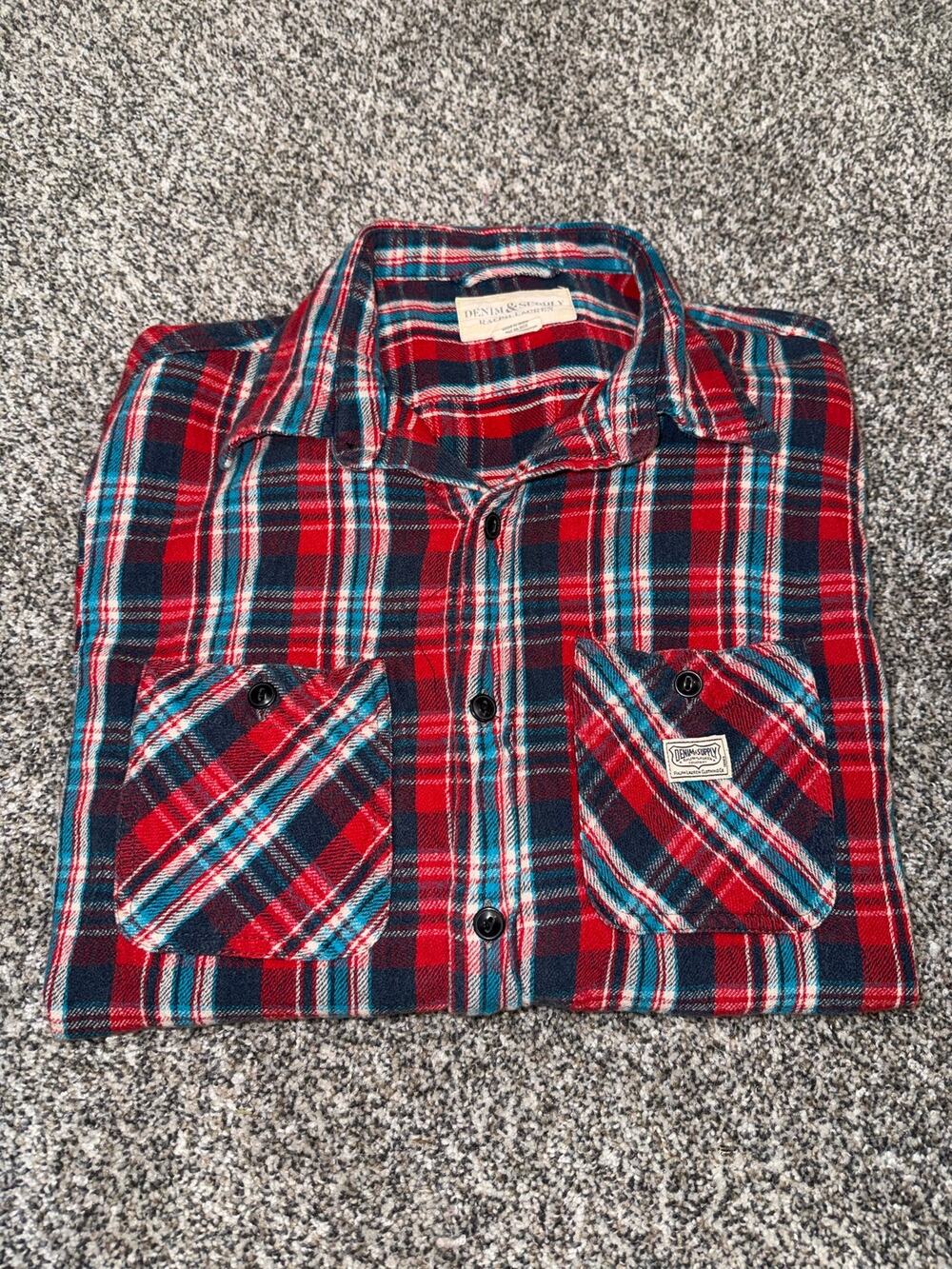 Denim & Supply Ralph Lauren Men’s Medium Plaid Flannel Shirt Red Blue